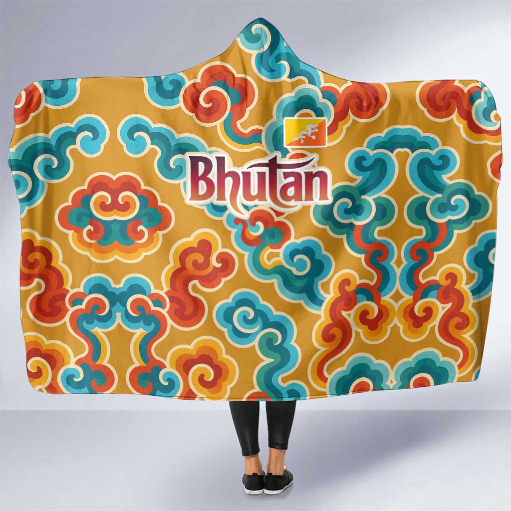 Bhutan Dragon Hooded Blanket with Traditional Cloud Motif in Vibrant Himalayan Colors