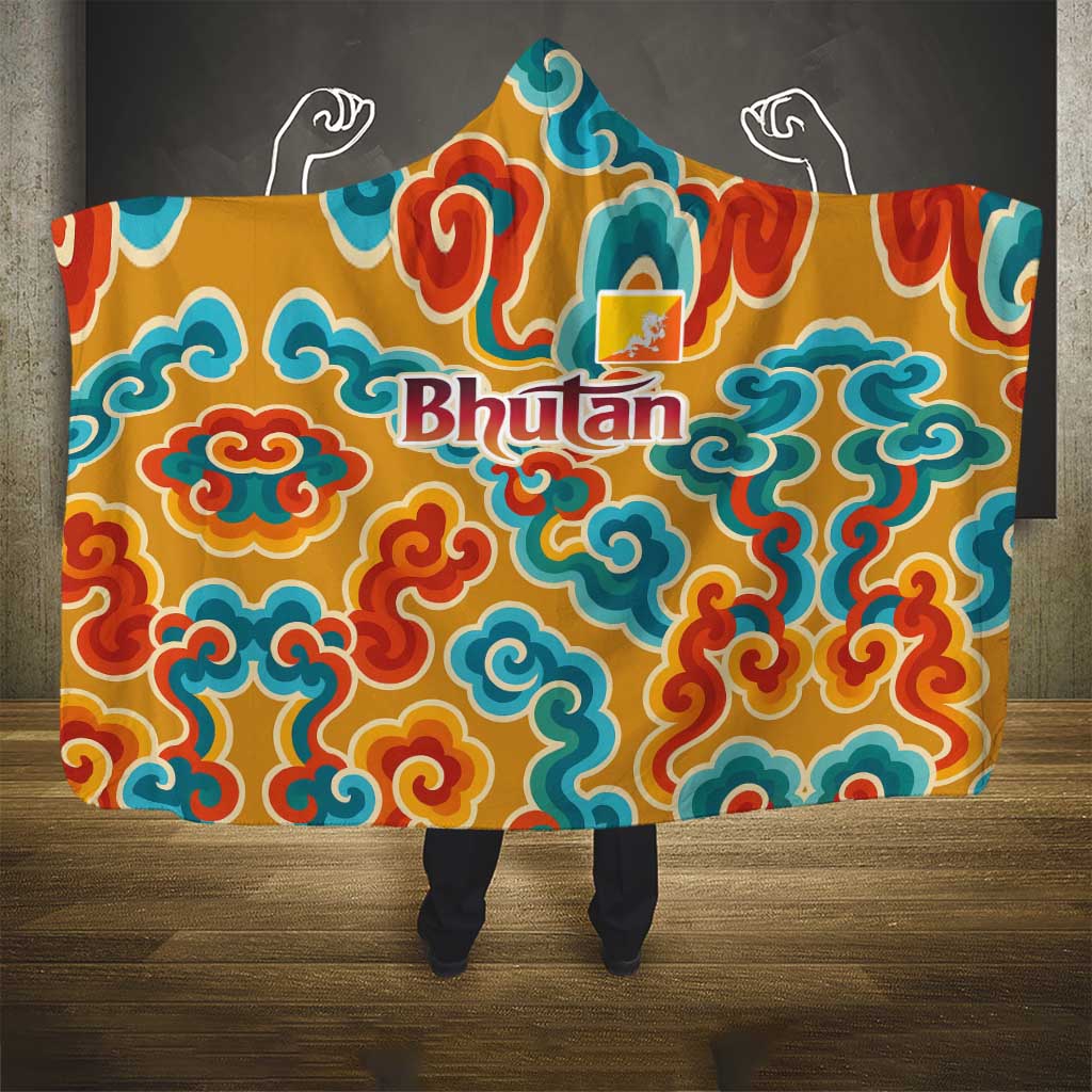 Bhutan Dragon Hooded Blanket with Traditional Cloud Motif in Vibrant Himalayan Colors