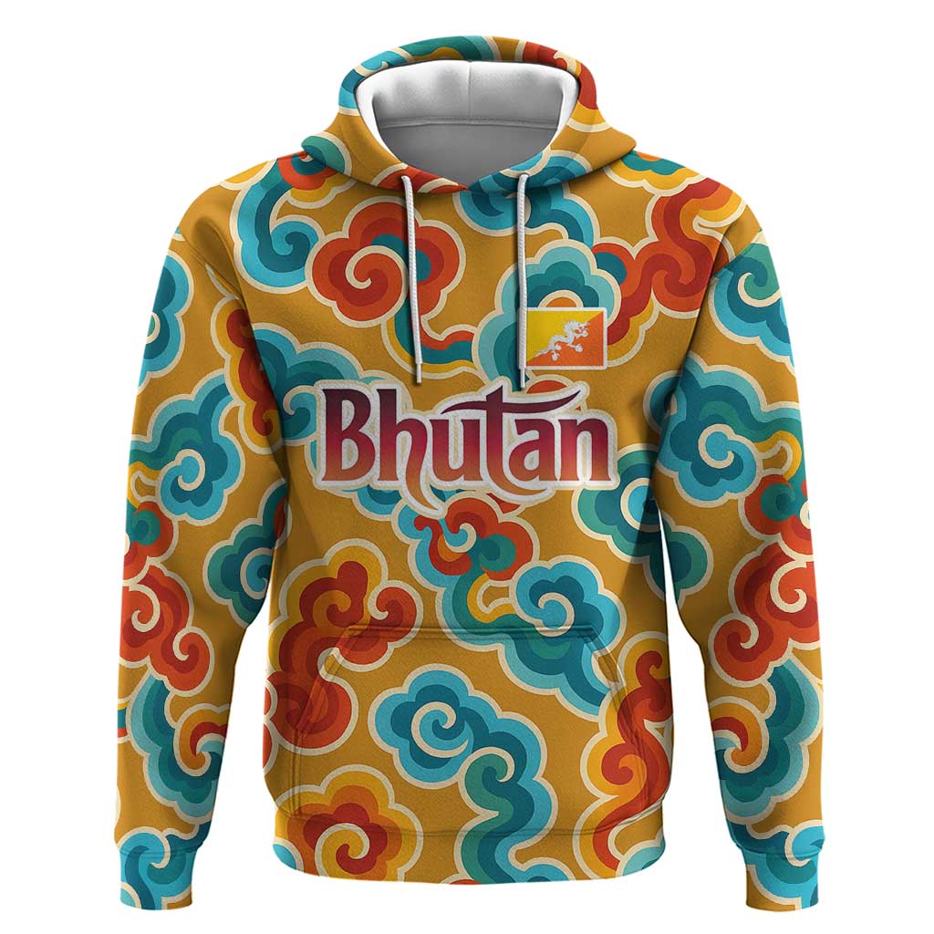 Bhutan Dragon Hoodie with Traditional Cloud Motif in Vibrant Himalayan Colors