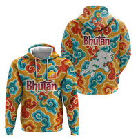 Bhutan Dragon Hoodie with Traditional Cloud Motif in Vibrant Himalayan Colors