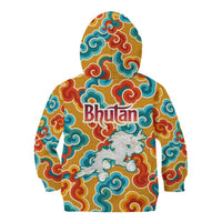 Bhutan Dragon Kid Hoodie with Traditional Cloud Motif in Vibrant Himalayan Colors