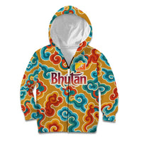 Bhutan Dragon Kid Hoodie with Traditional Cloud Motif in Vibrant Himalayan Colors