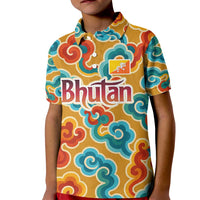 Bhutan Dragon Kid Polo Shirt with Traditional Cloud Motif in Vibrant Himalayan Colors