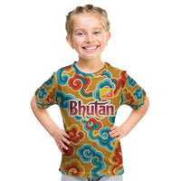 Bhutan Dragon Kid T Shirt with Traditional Cloud Motif in Vibrant Himalayan Colors