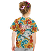 Bhutan Dragon Kid T Shirt with Traditional Cloud Motif in Vibrant Himalayan Colors