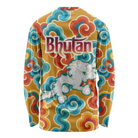 Bhutan Dragon Long Sleeve Shirt with Traditional Cloud Motif in Vibrant Himalayan Colors