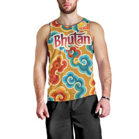 Bhutan Dragon Men Tank Top with Traditional Cloud Motif in Vibrant Himalayan Colors