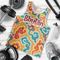Bhutan Dragon Men Tank Top with Traditional Cloud Motif in Vibrant Himalayan Colors