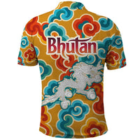 Bhutan Dragon Polo Shirt with Traditional Cloud Motif in Vibrant Himalayan Colors