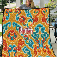 Bhutan Dragon Quilt with Traditional Cloud Motif in Vibrant Himalayan Colors