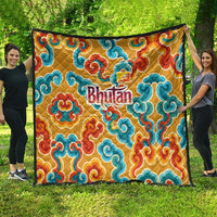 Bhutan Dragon Quilt with Traditional Cloud Motif in Vibrant Himalayan Colors