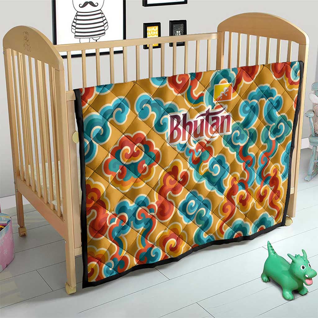Bhutan Dragon Quilt with Traditional Cloud Motif in Vibrant Himalayan Colors