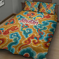 Bhutan Dragon Quilt Bed Set with Traditional Cloud Motif in Vibrant Himalayan Colors