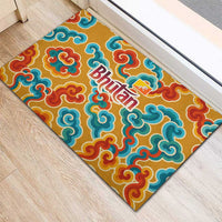 Bhutan Dragon Rubber Doormat with Traditional Cloud Motif in Vibrant Himalayan Colors