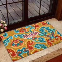 Bhutan Dragon Rubber Doormat with Traditional Cloud Motif in Vibrant Himalayan Colors