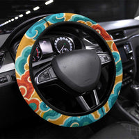 Bhutan Dragon Steering Wheel Cover with Traditional Cloud Motif in Vibrant Himalayan Colors