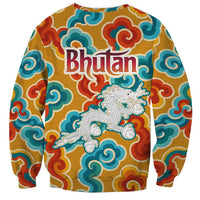 Bhutan Dragon Sweatshirt with Traditional Cloud Motif in Vibrant Himalayan Colors
