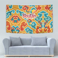 Bhutan Dragon Tapestry with Traditional Cloud Motif in Vibrant Himalayan Colors
