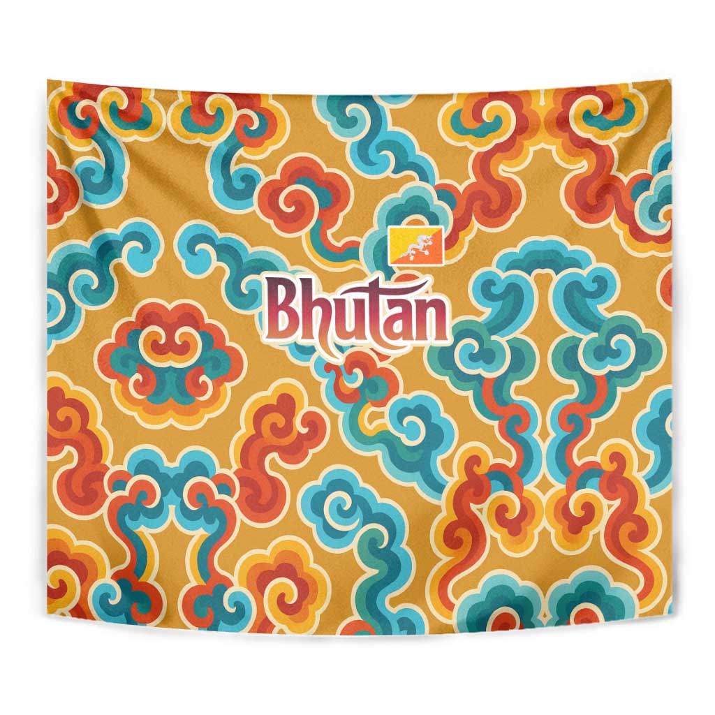 Bhutan Dragon Tapestry with Traditional Cloud Motif in Vibrant Himalayan Colors