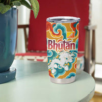 Bhutan Dragon Tumbler Cup with Traditional Cloud Motif in Vibrant Himalayan Colors