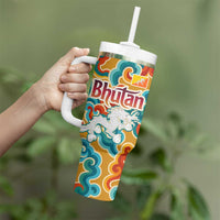 Bhutan Dragon Tumbler With Handle with Traditional Cloud Motif in Vibrant Himalayan Colors