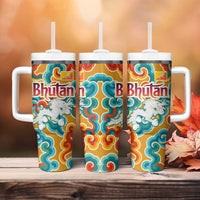 Bhutan Dragon Tumbler With Handle with Traditional Cloud Motif in Vibrant Himalayan Colors