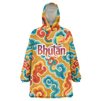 Bhutan Dragon Wearable Blanket Hoodie with Traditional Cloud Motif in Vibrant Himalayan Colors