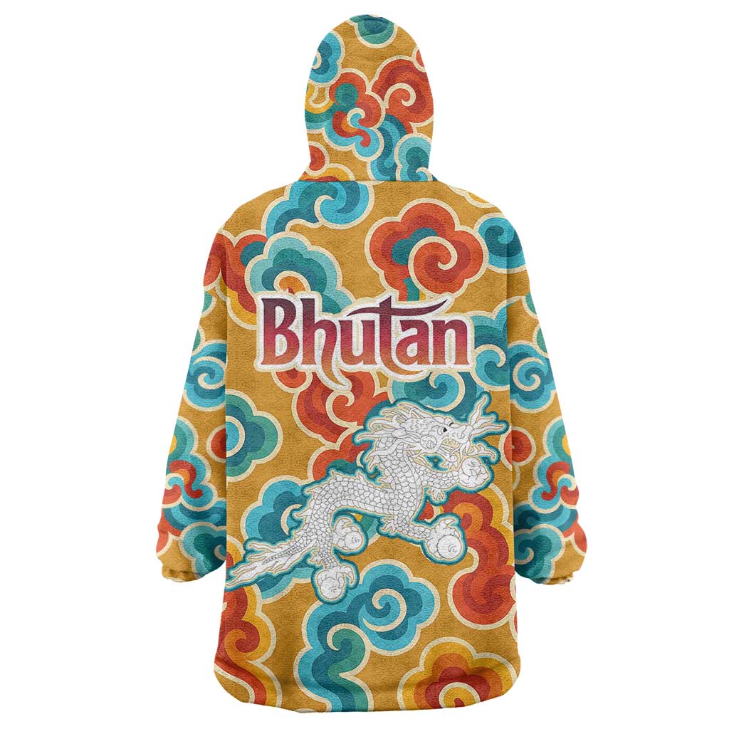 Bhutan Dragon Wearable Blanket Hoodie with Traditional Cloud Motif in Vibrant Himalayan Colors