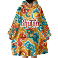 Bhutan Dragon Wearable Blanket Hoodie with Traditional Cloud Motif in Vibrant Himalayan Colors