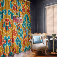 Bhutan Dragon Window Curtain with Traditional Cloud Motif in Vibrant Himalayan Colors