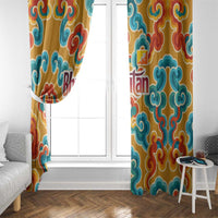 Bhutan Dragon Window Curtain with Traditional Cloud Motif in Vibrant Himalayan Colors