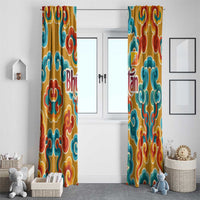Bhutan Dragon Window Curtain with Traditional Cloud Motif in Vibrant Himalayan Colors