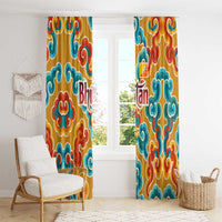 Bhutan Dragon Window Curtain with Traditional Cloud Motif in Vibrant Himalayan Colors