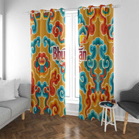 Bhutan Dragon Window Curtain with Traditional Cloud Motif in Vibrant Himalayan Colors