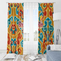 Bhutan Dragon Window Curtain with Traditional Cloud Motif in Vibrant Himalayan Colors