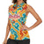 Bhutan Dragon Women Sleeveless Polo Shirt with Traditional Cloud Motif in Vibrant Himalayan Colors