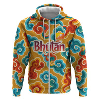 Bhutan Dragon Zip Hoodie with Traditional Cloud Motif in Vibrant Himalayan Colors