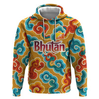 Bhutan Dragon Zip Hoodie with Traditional Cloud Motif in Vibrant Himalayan Colors