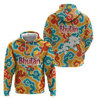 Bhutan Dragon Zip Hoodie with Traditional Cloud Motif in Vibrant Himalayan Colors