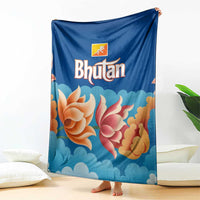 Bhutan Lotus Blossom Blanket with White Dragon and Sacred Cloud Harmony