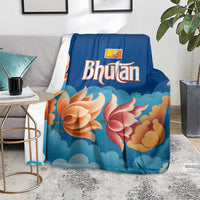 Bhutan Lotus Blossom Blanket with White Dragon and Sacred Cloud Harmony