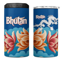 Bhutan Lotus Blossom 4 in 1 Can Cooler Tumbler with White Dragon and Sacred Cloud Harmony