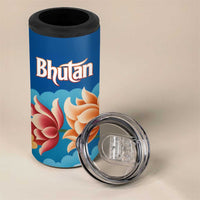 Bhutan Lotus Blossom 4 in 1 Can Cooler Tumbler with White Dragon and Sacred Cloud Harmony