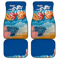 Bhutan Lotus Blossom Car Mats with White Dragon and Sacred Cloud Harmony