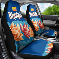 Bhutan Lotus Blossom Car Seat Cover with White Dragon and Sacred Cloud Harmony