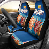Bhutan Lotus Blossom Car Seat Cover with White Dragon and Sacred Cloud Harmony