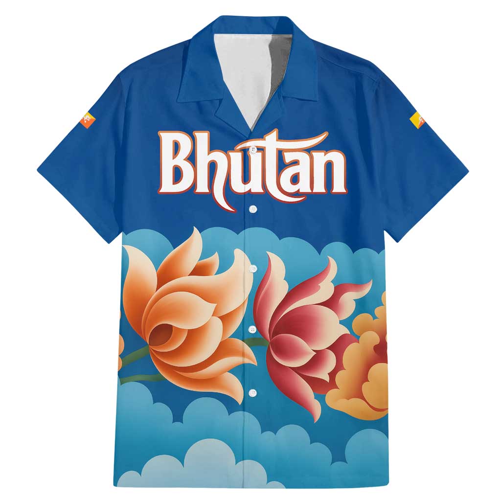 Bhutan Lotus Blossom Family Matching Mermaid Dress and Hawaiian Shirt with White Dragon and Sacred Cloud Harmony