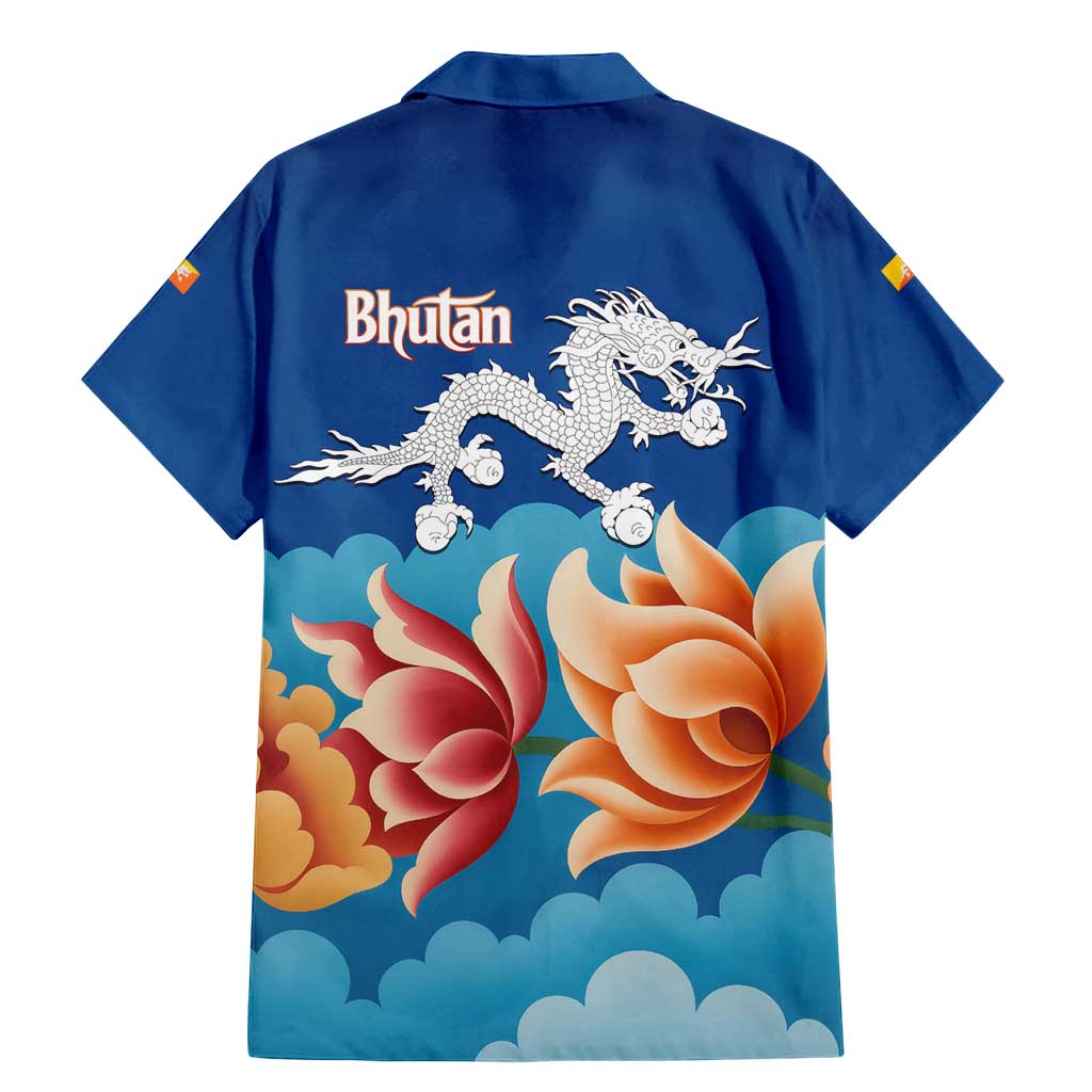 Bhutan Lotus Blossom Family Matching Mermaid Dress and Hawaiian Shirt with White Dragon and Sacred Cloud Harmony