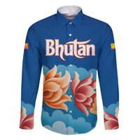 Bhutan Lotus Blossom Family Matching Off Shoulder Short Dress and Hawaiian Shirt with White Dragon and Sacred Cloud Harmony