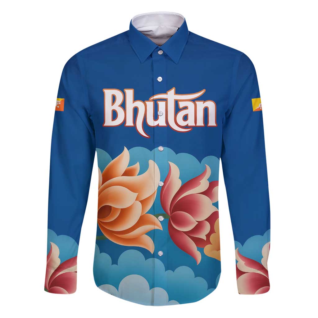 Bhutan Lotus Blossom Family Matching Puletasi and Hawaiian Shirt with White Dragon and Sacred Cloud Harmony
